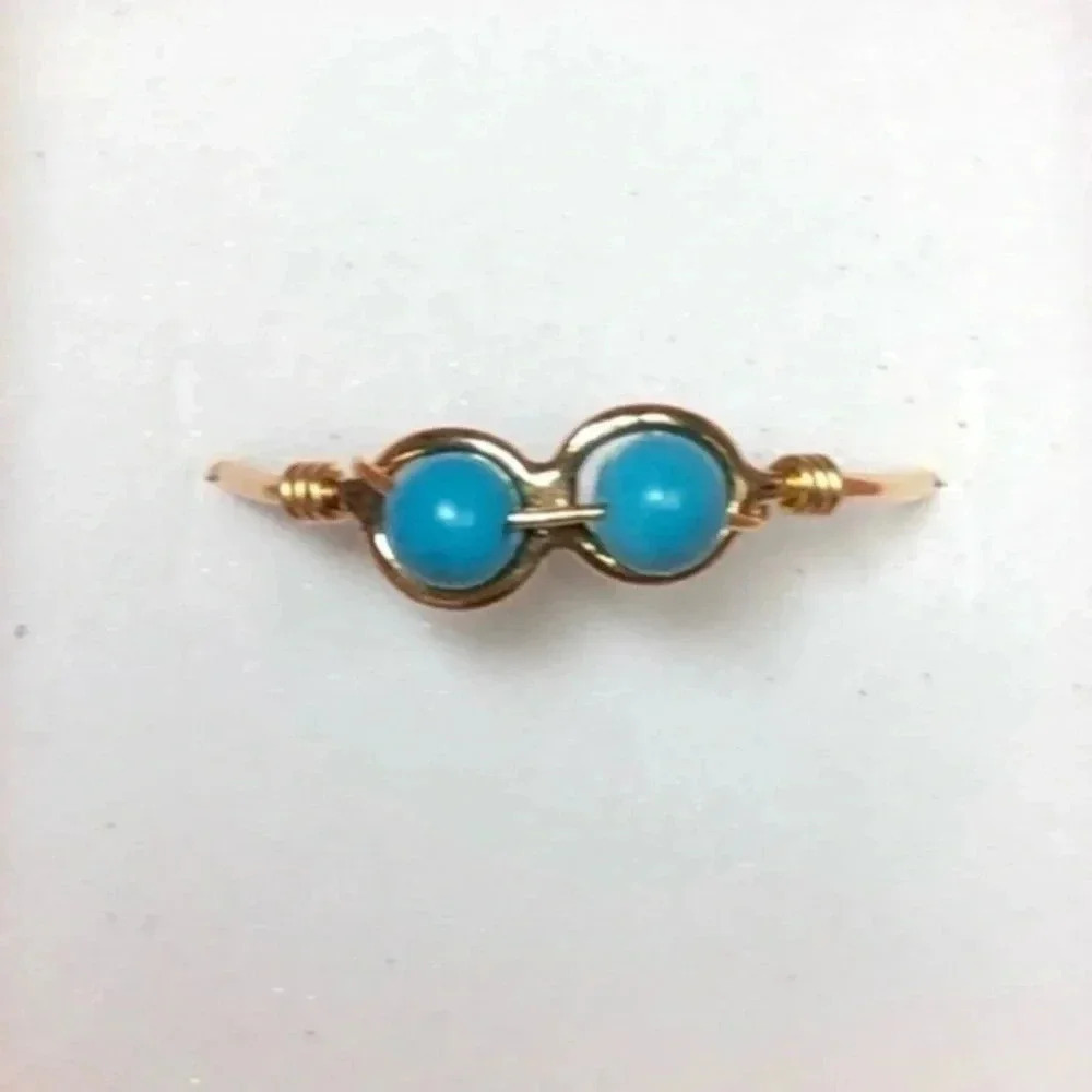 Size 7 Turquoise Bead 10k Gold Filled Ring…